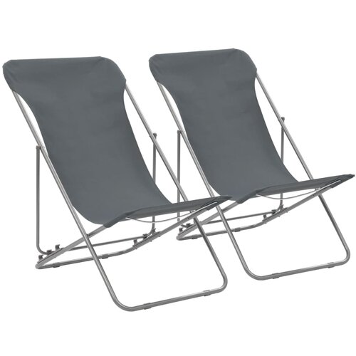 vidaXL Zložljivi stoli za na plažo 2 kosa jeklo in oksford blago sivi, (20659905) Cene