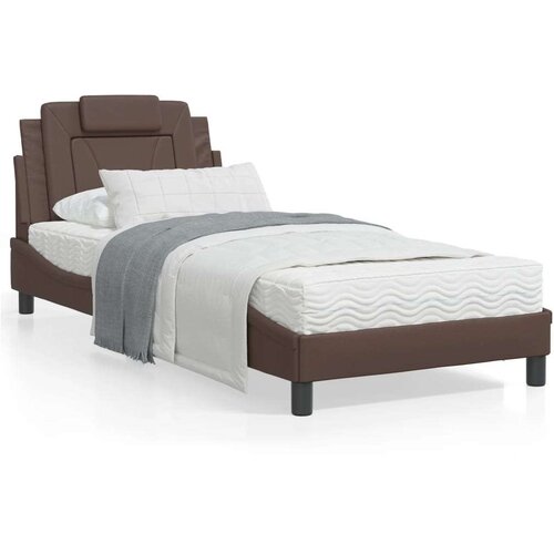  Postelja z vzmetnico rjava 90x200 cm umetno usnje, (21111806) Slike