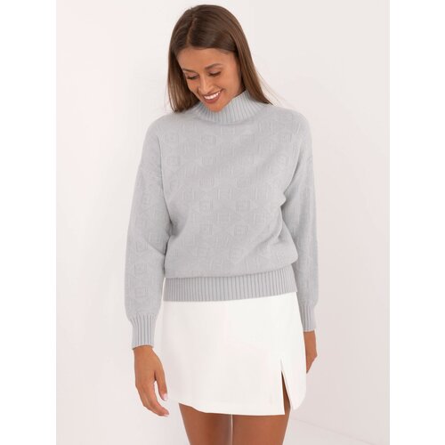 Fashion Hunters Light grey turtleneck sweater Cene