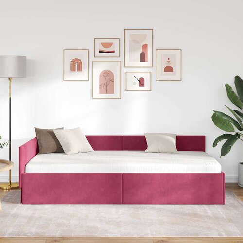  Kutni okvir kreveta Vinska crvena 90 cm x 200 cm Bar&amp;scaron;un Slike