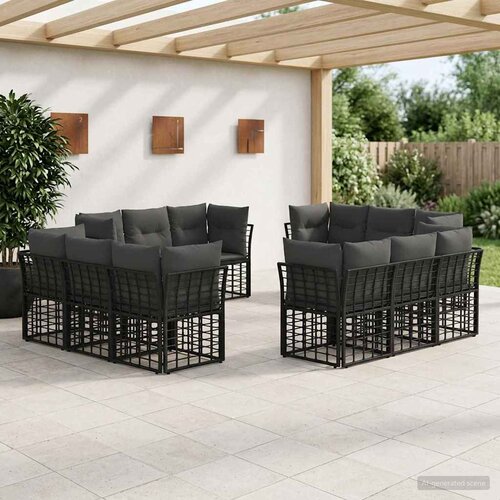  Set vanjskih sofa Crna Poliester Cijene