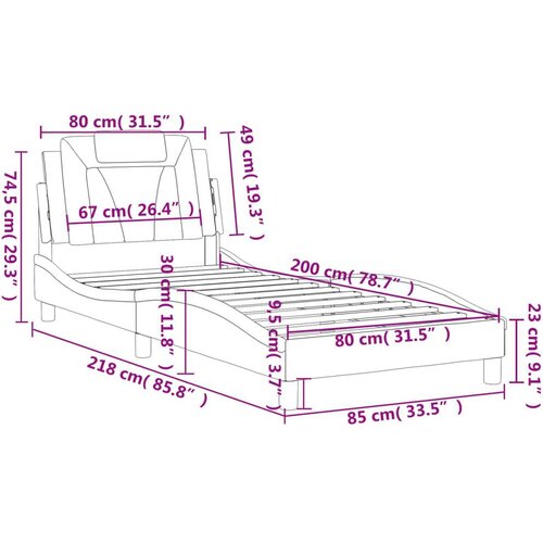  Okvir za krevet s uzglavljem sivi 80 x 200 cm od umjetne kože Slike