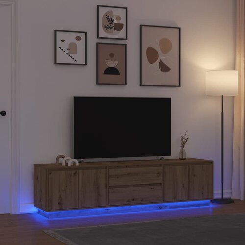 TV ormarić s LED svjetlima Artisan hrast 193,5x41x50 cm Cene