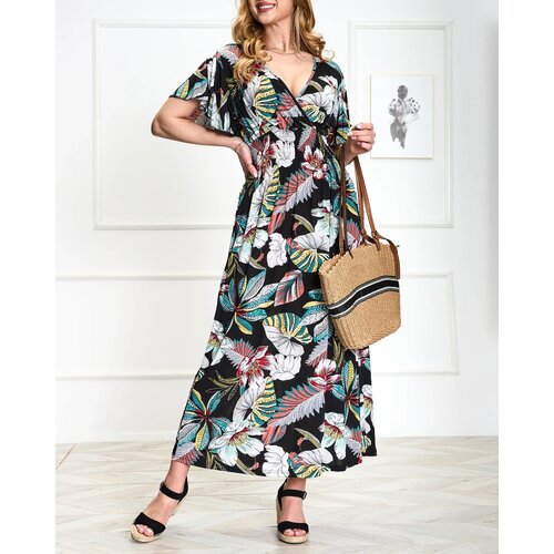 Resti Women's black floral midi dress - Clothing Cene