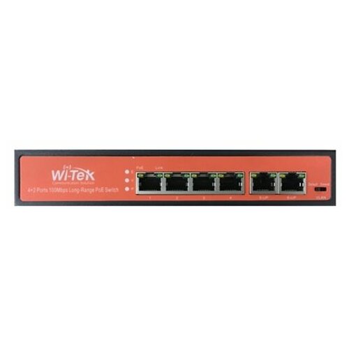 Wi-tek WI-PS205 4FE 2FE PoE 65W Long Range PoE 48V 802.3at/af Port Isolation svič Slike