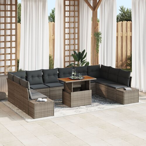 VidaXL 11-dijelni Vrtni Sofas Set s Jastučićima Sivi Poli Ratan Slike