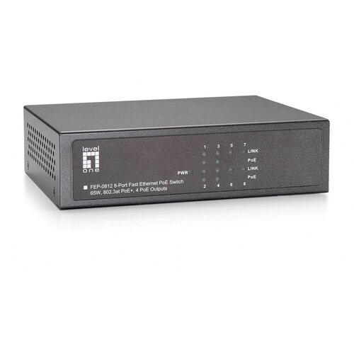  LevelOne 8-Port Fast Ethernet PoE Switch, 802.3at /af PoE, 4 PoE Outputs, 65W Cene
