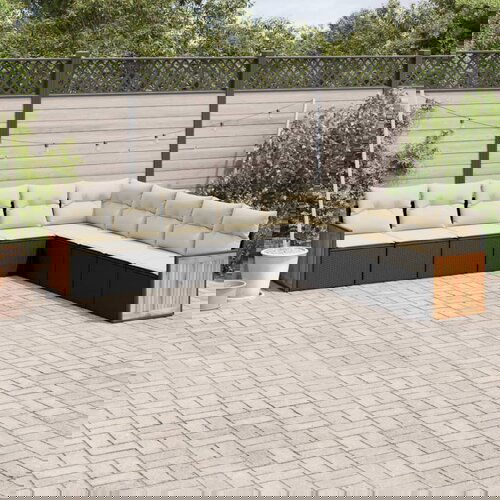 vidaXL Vrtna sedežna garnitura 9-delna z blazinami črn poli ratan Cene