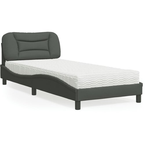 VidaXL Postelja z vzmetnico temno siva 90x200 cm blago Slike