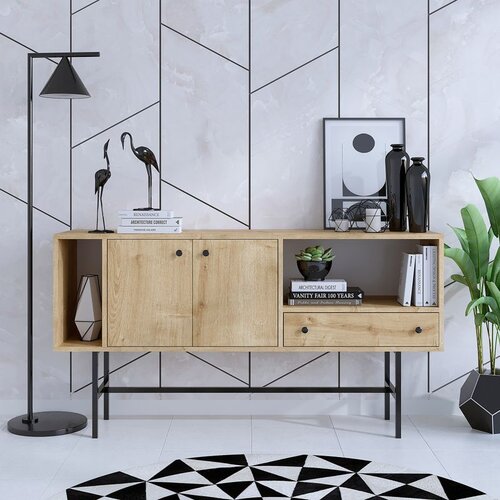 Hanah home Freya - Sapphire Oak, Black Sapphire OakBlack Console Cene
