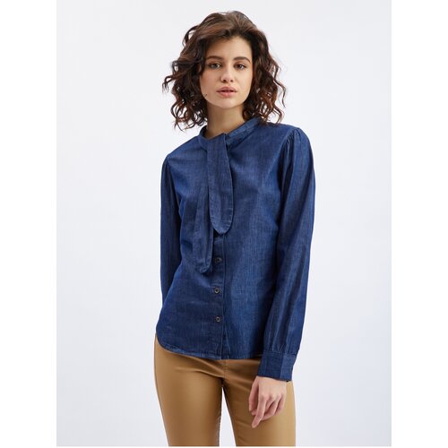 Orsay Dark blue Ladies Denim Shirt with Decorative Detail - Women Cijene