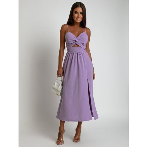 Fasardi Purple summer midi dress with straps Slike