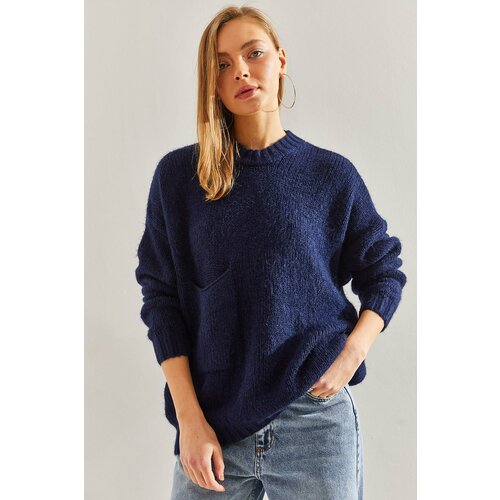 Bianco Lucci Women's Big Pocket Patterned Knitwear Sweater Cene