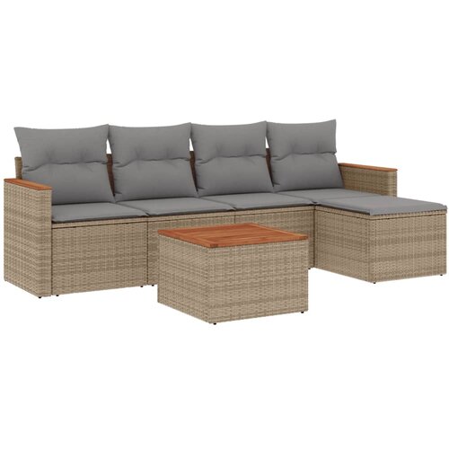  6-dijelni set vrtnih sofa s jastucima bež od poliratana 61.5 x 62 x 69 cm Slike