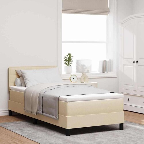  Postelja boxspring z vzmetnico krema 80 x 200 cm blago, (5000023008) Slike