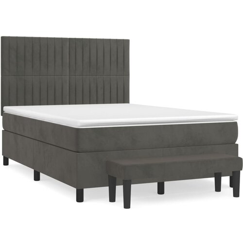 Maison Chic Box spring postelja - Vzmetna postelja z vzmetnico temno siva 140x200 cm žamet SL14320, (21901982) Cene