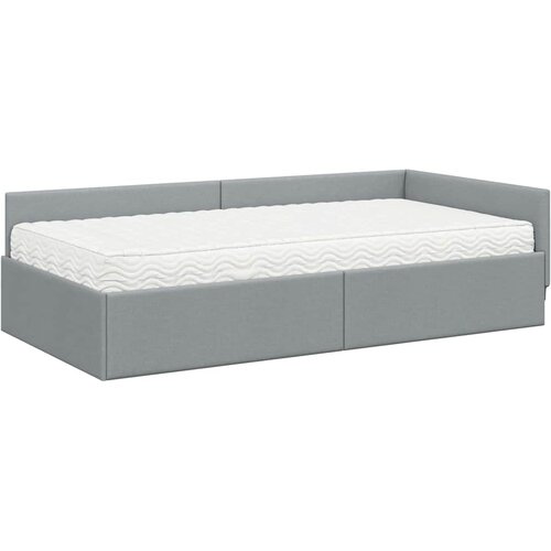  Kutni krevetni okvir s madracem 2 kom. Svijetlo siva Svjetlosiva 90 x 190 cm Slike