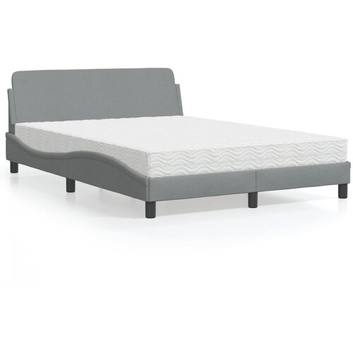VidaXL Postelja z vzmetnico svetlo siv 140x190 cm blago Slike