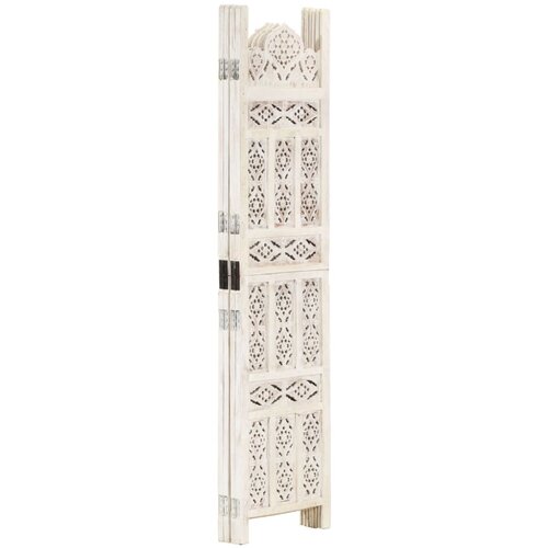 Maison Chic Ročno izrezljan Paravan - Sobne pregrade 4-delni bel 160x165 cm trden mangov les, (22111459) Cene