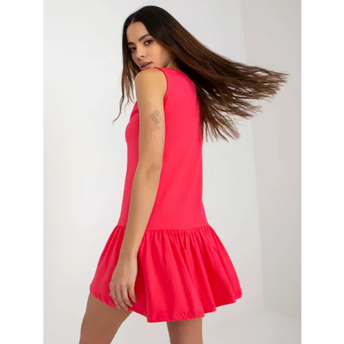 Fashion Hunters Coral basic ruffle mini dress sleeveless