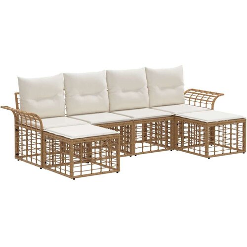  Set vanjskih sofa 6 pcs Prirodna i krema bijela Poliester Cene