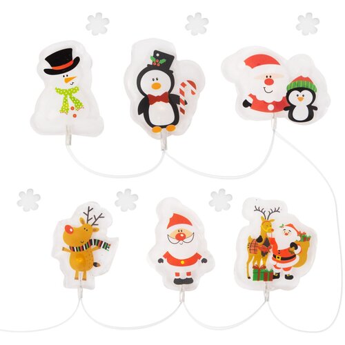 Family Christmas LED svetlobna veriga z gel nalepkami za na steklo 6 LED 2xAA Slike