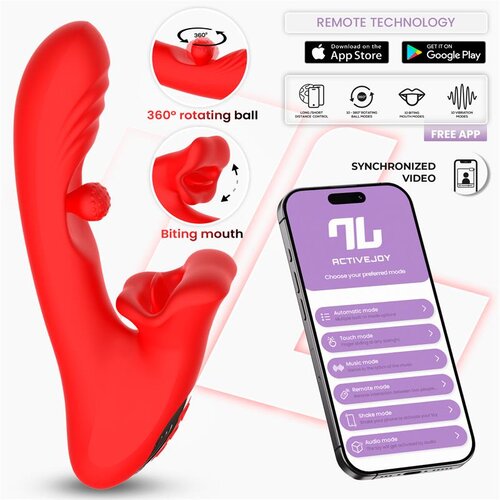INTOYOU App Series Franky Biting and Rotating Ball Vibrator with App Red Slike