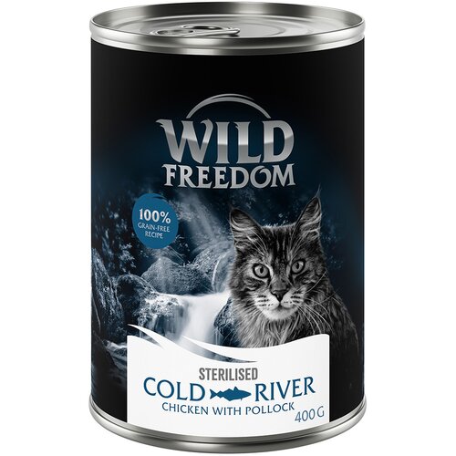 Wild Freedom Adult Sterilised 6 x 400 g - receptura brez žitaric - Cold River Sterilised - piščanec z morskim lososom Cene
