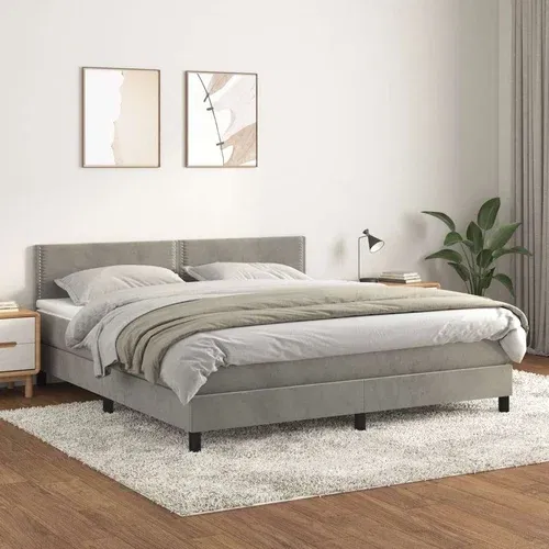  Box spring postelja z vzmetnico svetlo siva 180x200 cm žamet, (20902287)