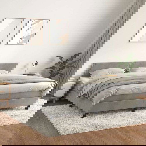  Krevet s oprugama i madracem svjetlosivi 180x200 cm bar&amp;scaron;unasti Slike