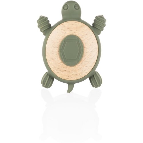 Zopa Silicone Wooden Teether Turtle grickalica za bebe 0 m+ Forest Green 1 kom Slike