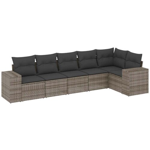  6-dijelni set vrtnih sofa od poliratana s jastucima sivi Slike