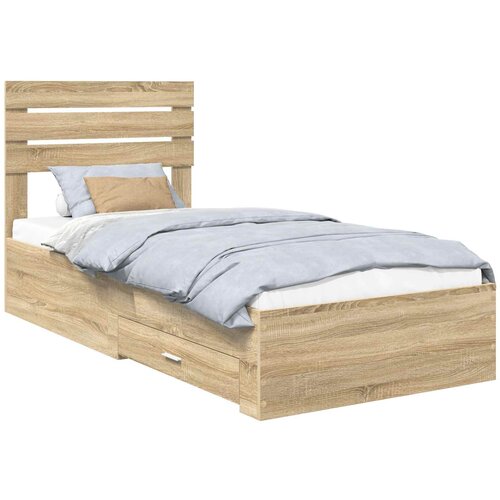 vidaXL Konstrukcija postelje Sonoma hrast in srebrna 75 x 190 cm, (5000102969) Cene