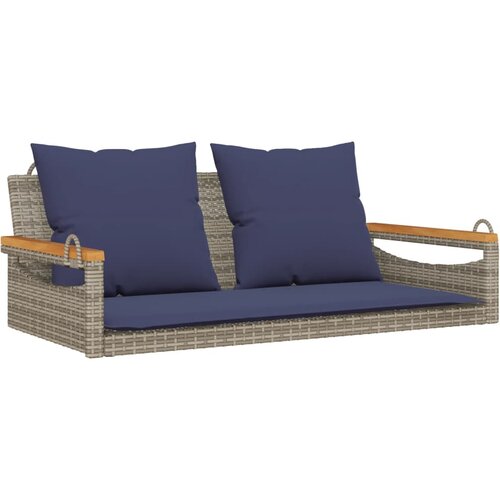vidaXL Klupa za ljuljanje s jastucima siva 109x62x40 cm od poliratana - Siva 109 x 62 x 40 cm 1 Nasloni za ruke okruglog dizajna Cene