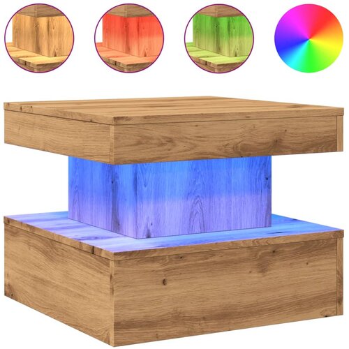 Maison Chic Klubska mizica - kavna mizica - Nizka mizica z LED lučkami artisan hrast 50x50x40 cm, (21752221) Cene