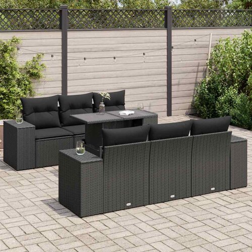 vidaXL 7-dijelni set vrtnih sofa od poliratana s jastucima crni Cijene