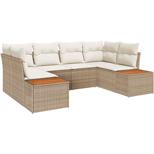  Sjedeća garnitura za vrt 6 kom. Bež poliratan 234 x 154 x 69 cm Slike