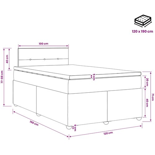  Boxspring krevet s madracem Tamnosiva 120 x 190 cm Bar&amp;scaron;un Slike