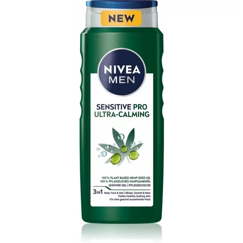 Nivea Men Sensitive Pro Ultra Calming gel za tuširanje za lice, tijelo i kosu 500 ml