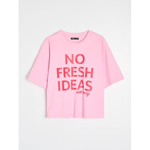 Sinsay Pamučna majica s natpisom No Fresh Ideas Slike