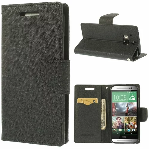  Preklopni ovitek / etui / zaščita Mercury Fancy Diary Case za HTC One M8 - črni