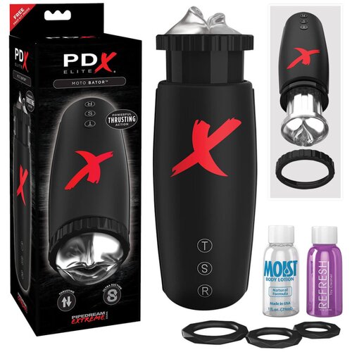 PDX Moto Bator - masturbator za usisavanje, gore-dolje pokretne usne (crni) Slike