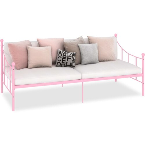 Maison Chic Posteljni okvir - Enojna postelja - Postelja za odrasle za dnevno posteljo roza kovinski 90x200 cm, (21695379) Slike