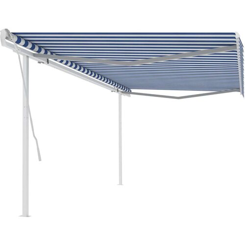 vidaXL Ročno zložljiva tenda s stebrički 5x3,5 m modra in bela Cene