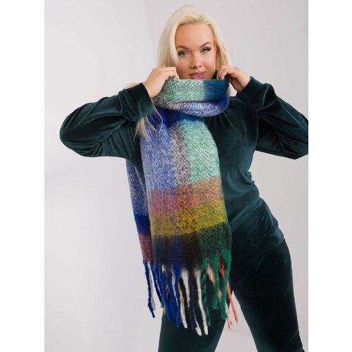 Fashion Hunters Dark blue and green plaid winter scarf Slike