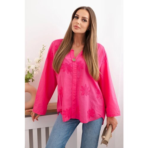 Kesi Włoski Shirt blouse with an embroidered pattern fuchsia Cene