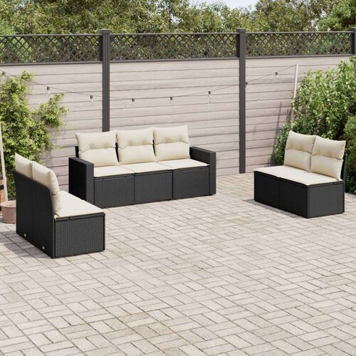 VidaXL 7-dijelni set vrtnih sofa od poliratana s jastucima crni Slike