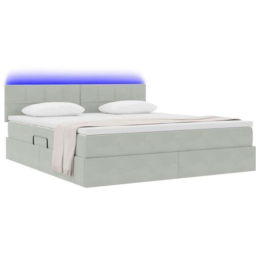  Krevet S LED lampica Svijetlo siva 160 x 200 cm Bar&amp;scaron;un Slike