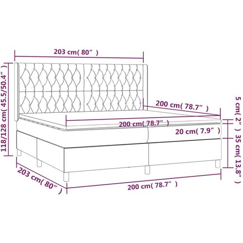  S oprugama i madracem crni 200x200 cm od tkanine Slike
