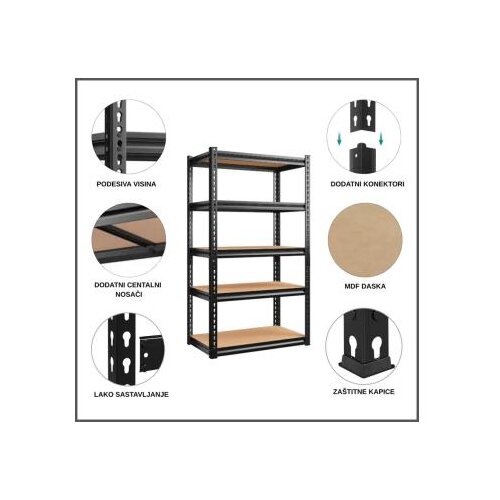 Epro Metalna montažna polica Premium 180x90x40cm, metal-drvo, 875kg (5x175kg) Slike